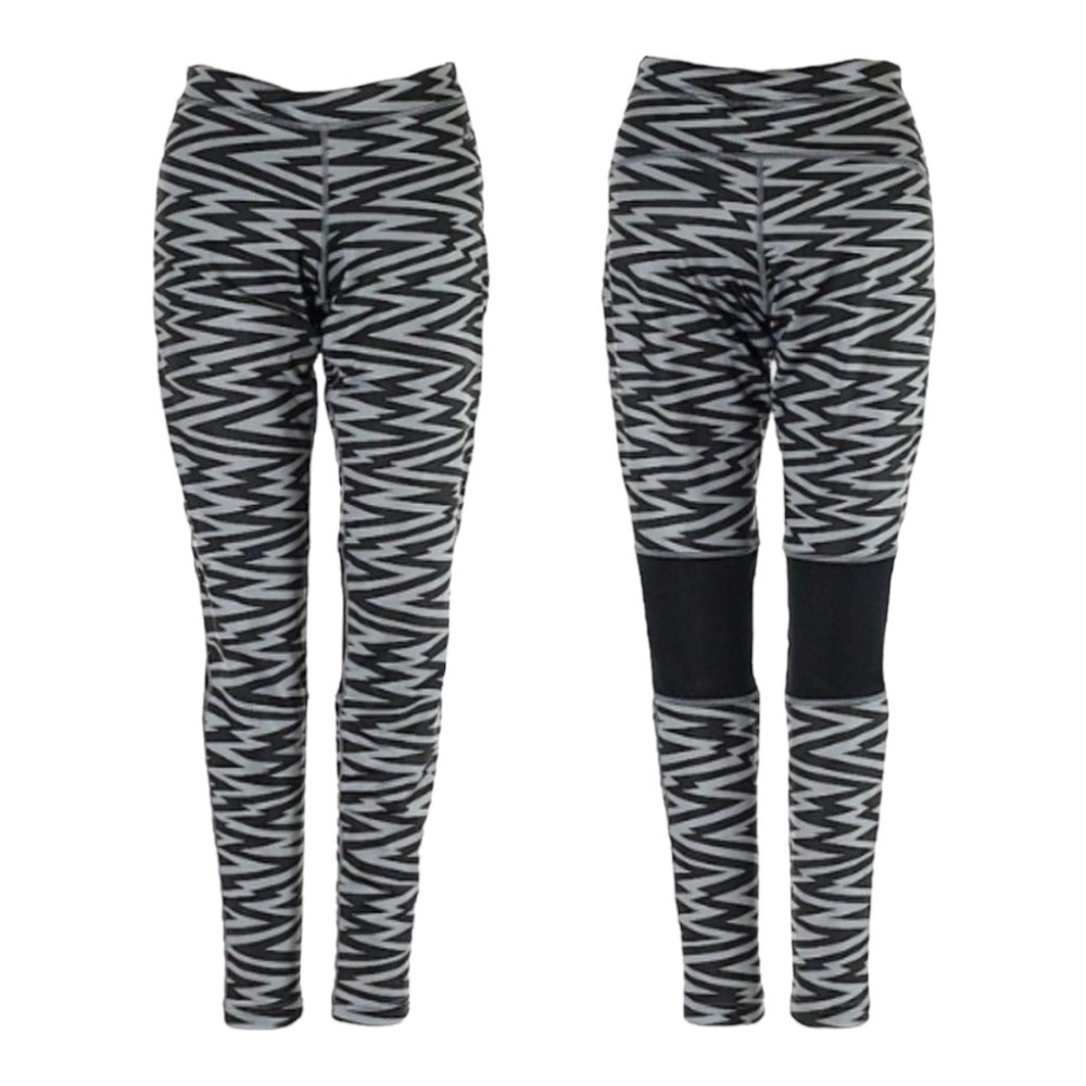 🌺 Nike Zebra Stripe Black & Gray Mesh High Rise Leggings Size S